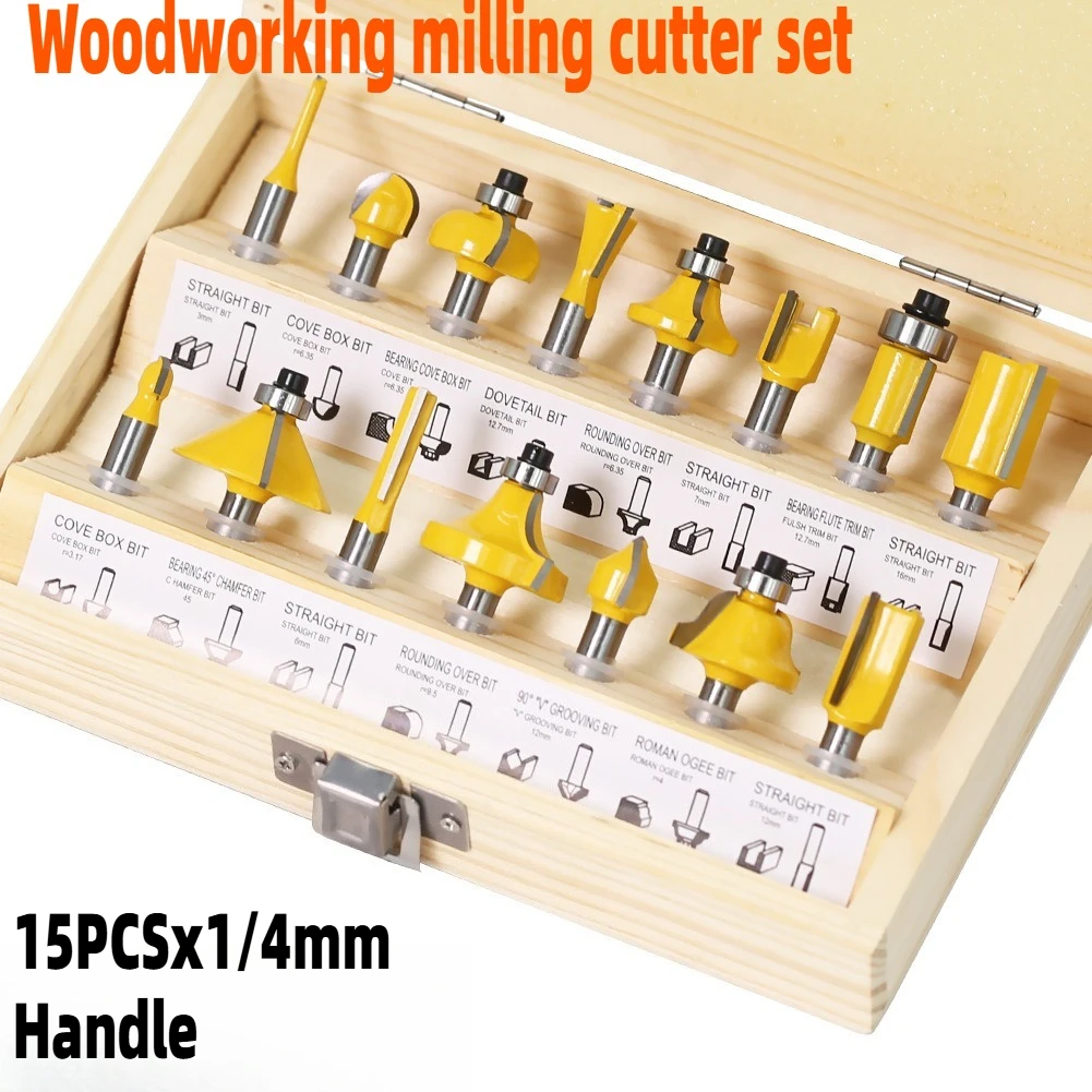 

12 Piece Milling Cutter Head Set Woodworking Decorative Edge Splicing CNC Engraving DIY Woodworking Tool Kit