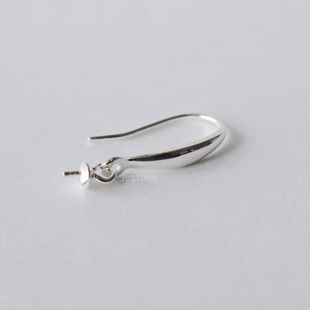 Solid .925 Sterling Silver Earring Hooks with Eyepin Bead Caps, French Ear wire Dangle Pearl Earrings , DIY Accessories