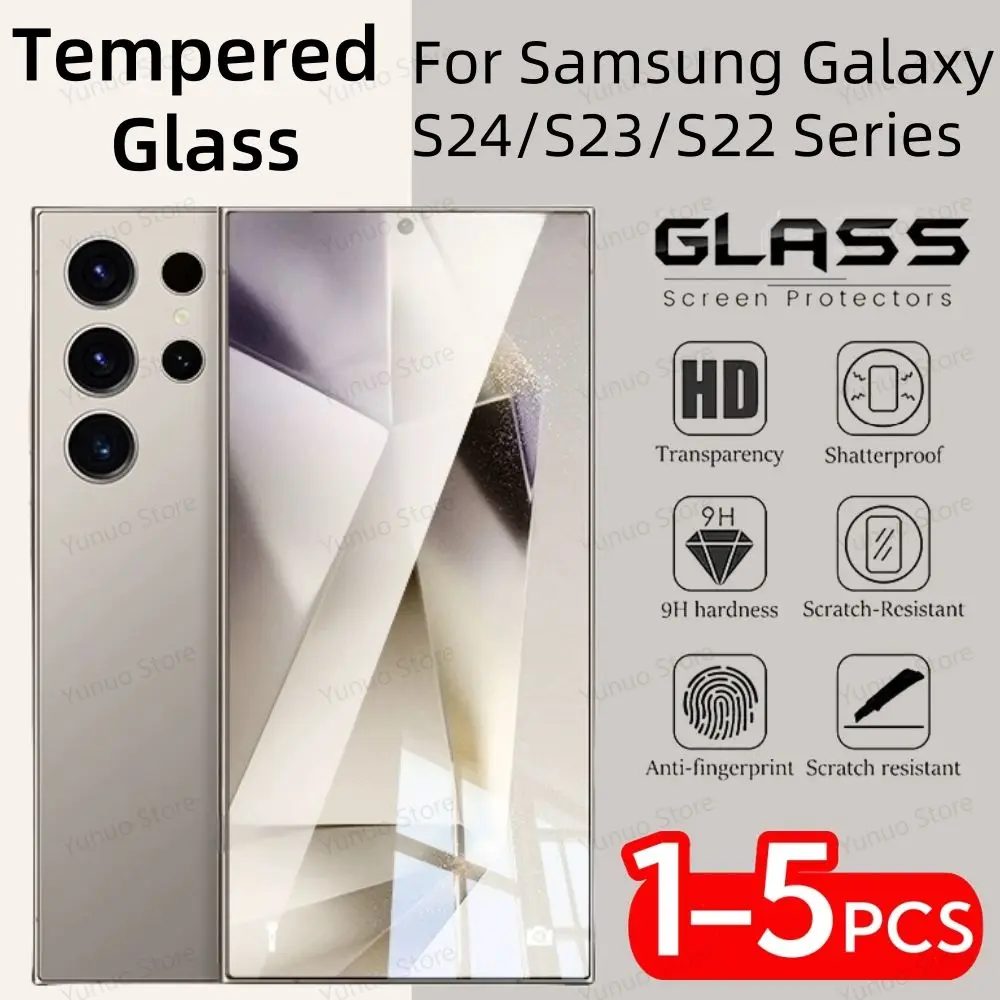 1-5PCS Tempered Glass For Samsung Galaxy S24 Ultra S23 S22 S24+ S23Plus Screen Protector Protective Glass On Samsung S24Ultra