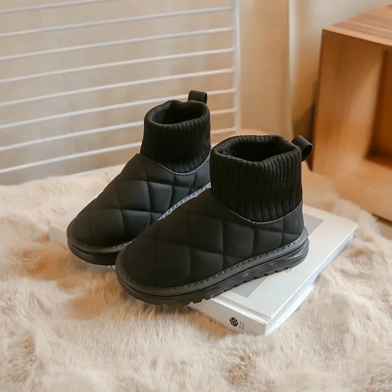 스노우부츠 Kid Snow Boots Winter Boots Plush Boy Ankle Boot Warm Girl Cotton Shoes Fashion Kid Shoe Non Slip Padded Boots Botas Niña