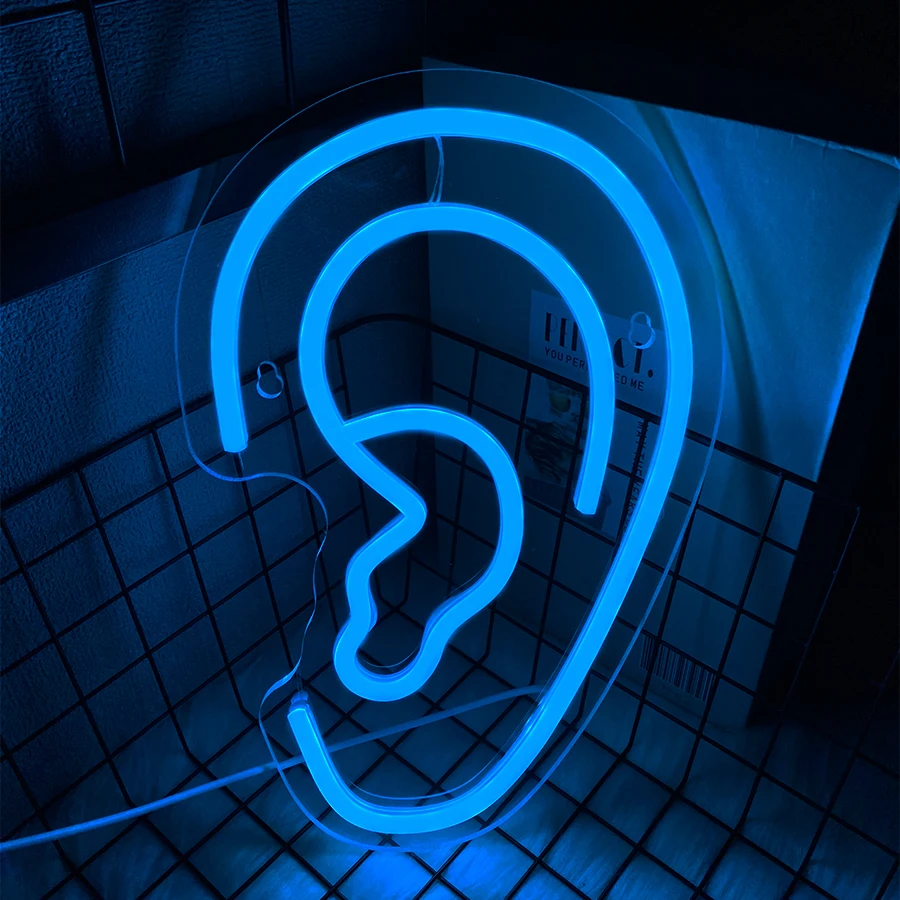 Ear Led Neon Sign, Human Ear Icon Wall Decor, Tattoo Studio Piercing Shop, Barber Shop, Massage Spa Shop, Medical Room Wall Lamp