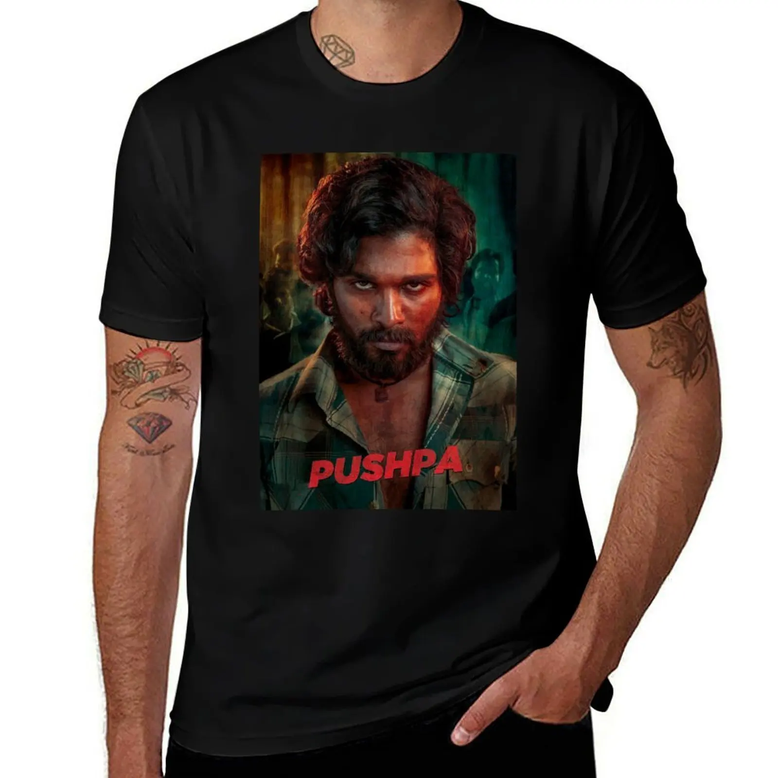 

Pushpa Wallpaper HD Poster T-Shirt Basic Regular Fit Casual T-Shirt