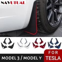 4 pçs/set nova energia carro mud flaps para tesla modelo 3 y 2021-22 mudguards respingo guardas fender fosco preto fibra de carbono abs