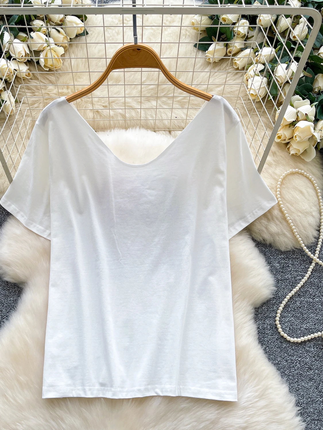 Foamlina été femmes t-shirts 2025 nouvelle mode col en V à manches courtes lèvres rouges lettres imprimer coupe ample pull haut usage quotidien