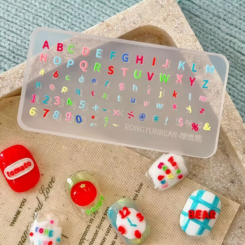 Molde de Silicone Transparente para Arte de Unhas, Design Criativo DIY com Padrão de Alfabeto, Ferramenta Artística Versátil para Uso Profissional e Doméstico