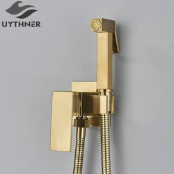 Matte Black Bidet Shower Faucets Brass Hygienic Shower Spray Airbrush Tap Hot and Cold Water Mixer Toilet Spray Bidet Shower