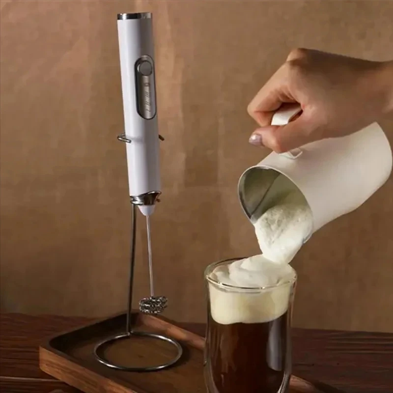 Electric Mixer Hand Held Egg Beater Milk Foam Machine Coffee Milk Mixer 3-Speed Rechargeable Mini Coffee Foam Machine