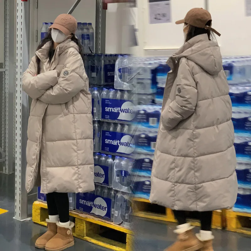 Winter Over-the-knee Puffer Jacket Women Windproof Long Parka Cotton Jacket Thick Warm Long Snow Clothes Loose Cotton Jacket