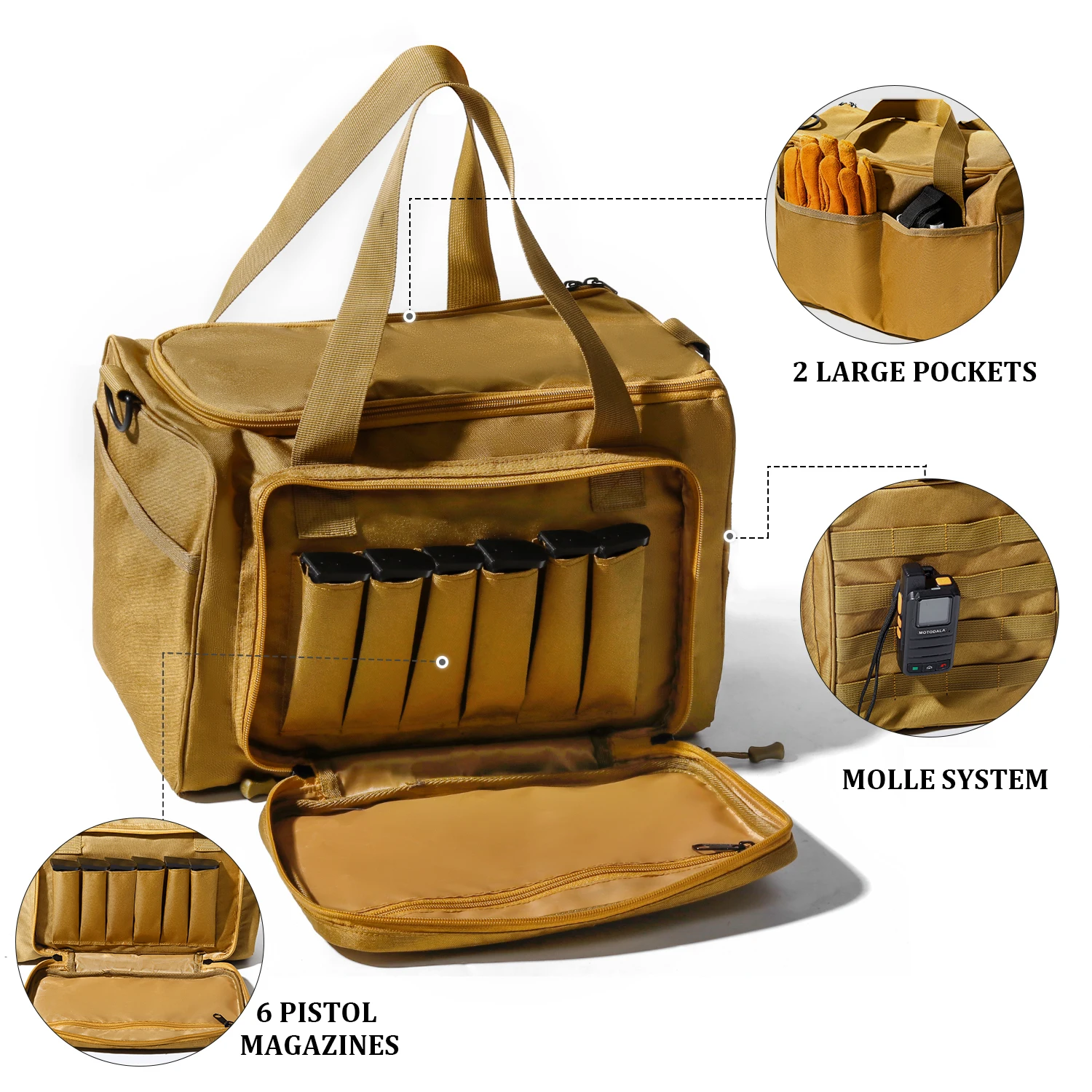 

2026 Gun Range Bag Outdoor Hunting Training Shooting Tactical Pistol Gun Case Hiking Camping Large Capacity Handbag