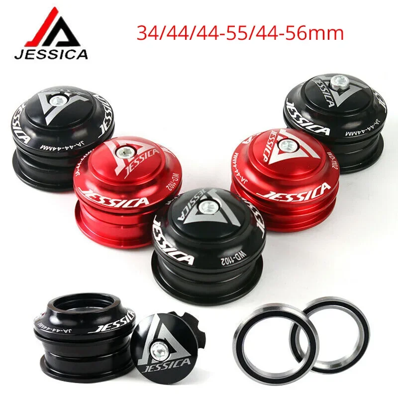 JESSICA MTB Headset Bike 34/44/44-55/44-56 Road Bike CNC Bearings Headsets Mountain Cycling Straight/Tapered Fork Bicycle Parts