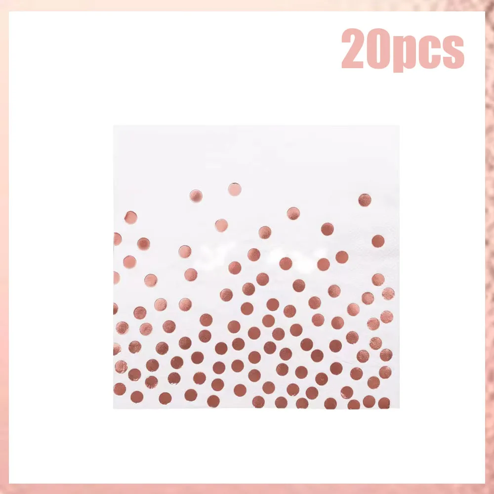 أدوات مائدة للاستعمال مرة واحدة باللون الذهبي الوردي لعيد الميلاد، أكواب تزيين حفلات أعياد الميلاد، أطباق مناديل، مفارش مائدة، سكاكين، منتجات حمام الأطفال