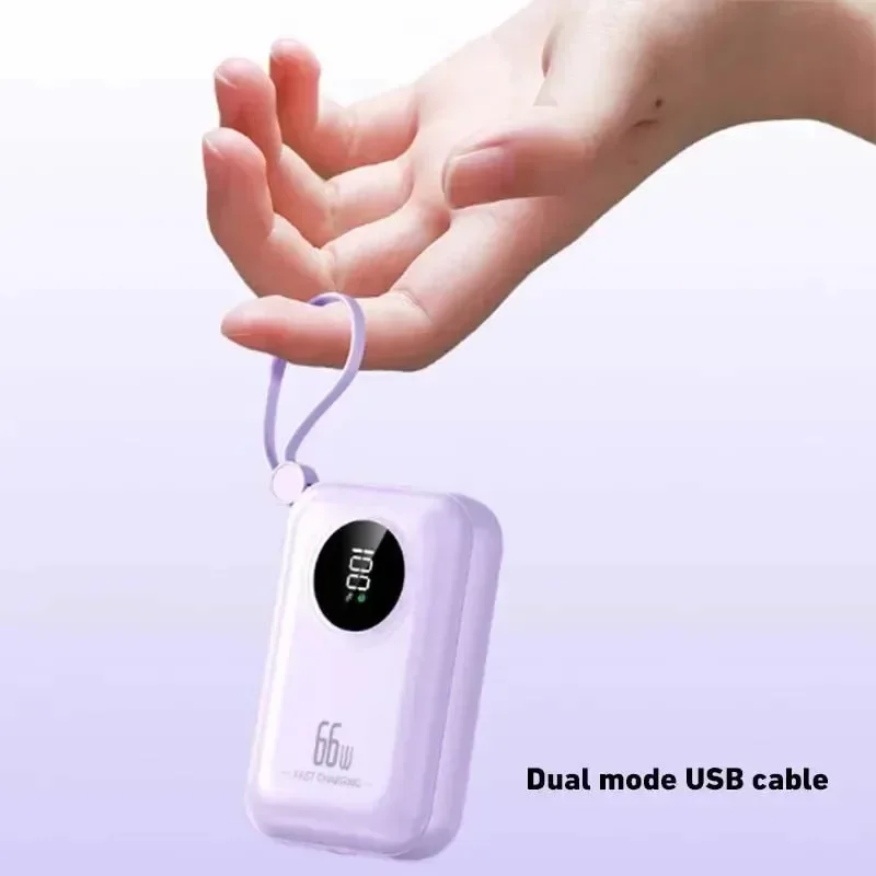 La ricarica rapida da 20000 mAh viene fornita con cavo PowerBank Mini display digitale Alimentatore mobile portatile è adatto per iPhone Xiaomi