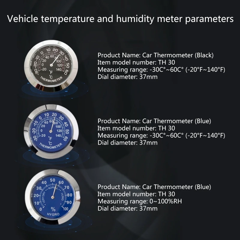 Termómetro para salpicadero coche, minitermómetro para vehículo, decoración, temperatura, medidor