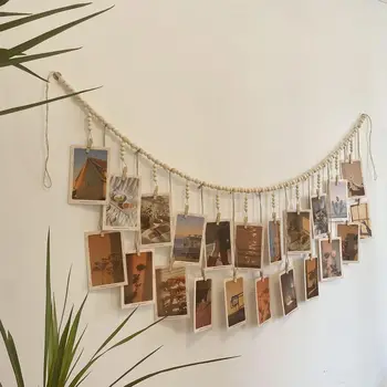 Boho Wooden Bead Photo Display 1