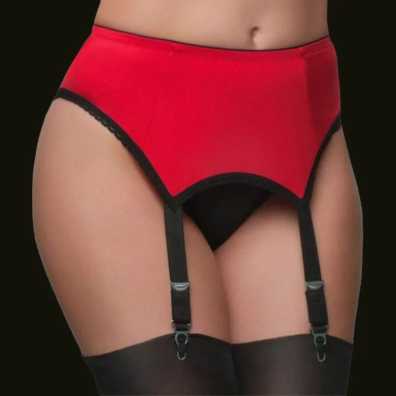 

Women Sexy High Waist Garter Belt with 4 Straps 3-row Buckle Adjustable Waist Suspender Belt for Stockings Exotic Lingerie