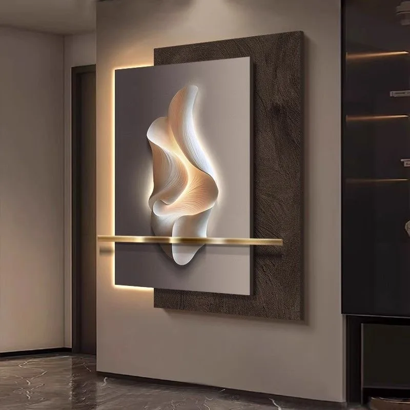 Modern Creative Abstract Mural Lighting Remote Dimming LED Wall Lamp Bedroom Study Living Room Entrance Staircase Wall Decoratio