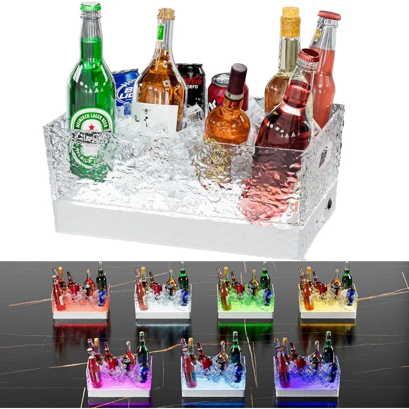 

Plastic Ice Bucket Beverage Tubs for Parties, 15Liter / 4 Gallon Large Clear Drink Tub for Champagne Beer Drink Wine Cocktails