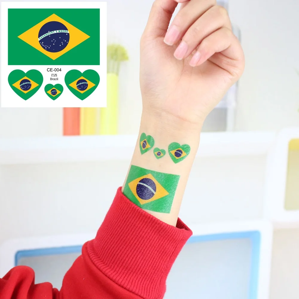 8 Sheets Brazil Flag Temporary Tattoos Waterproof Argentina Flag Tattoo Stickers For Face Hand Body Tattoo For Football Match