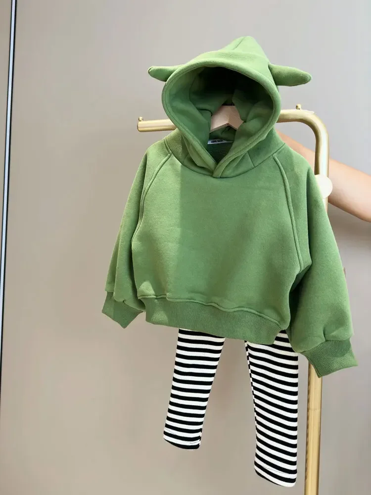 

Autumn and Winter New Girl Devil Horn Hooded and Fleece Thickened Top Child Top Children Hoodie Korean Style Hoodie 2025