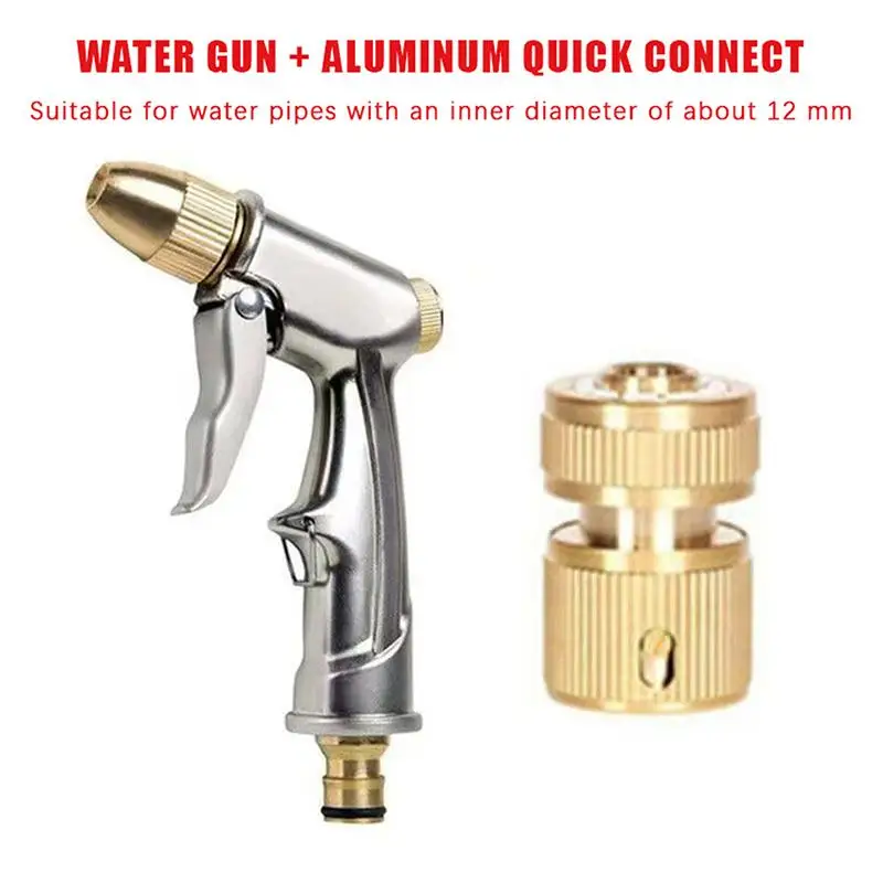 Metal High Pressure Hose Spray Nozzle Drop Resistant Adjustable Modes for Boat Cleaning Garden Watering Pet Shower Home Use