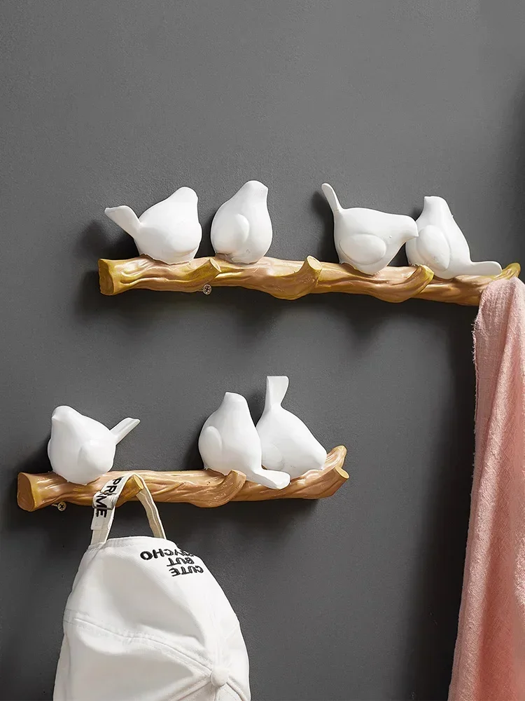 Resin Bird hanger key kitchen Coat Clothes Towel Hooks Hat Handbag Holder Wall Decorations Home Accessories Living Room Hanger