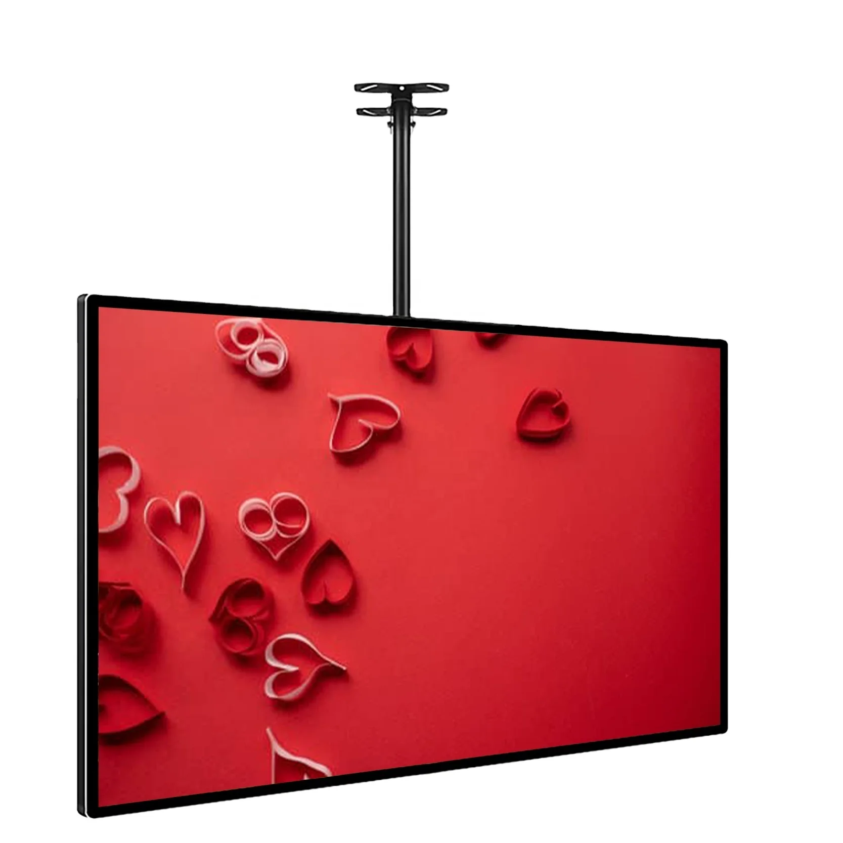 Ultra-Narrow Bezel Ceiling Hanging Free CMS Digital Signage Advertising Display Menu Board For Restaurant Retail Store