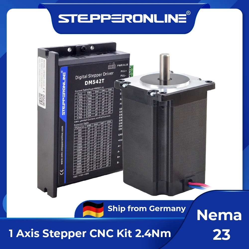 STEPPERONLINE Nema 23 2,4 Nm Schrittmotor-Treiber-Kit 4 A & DM542T für 3D-Drucker