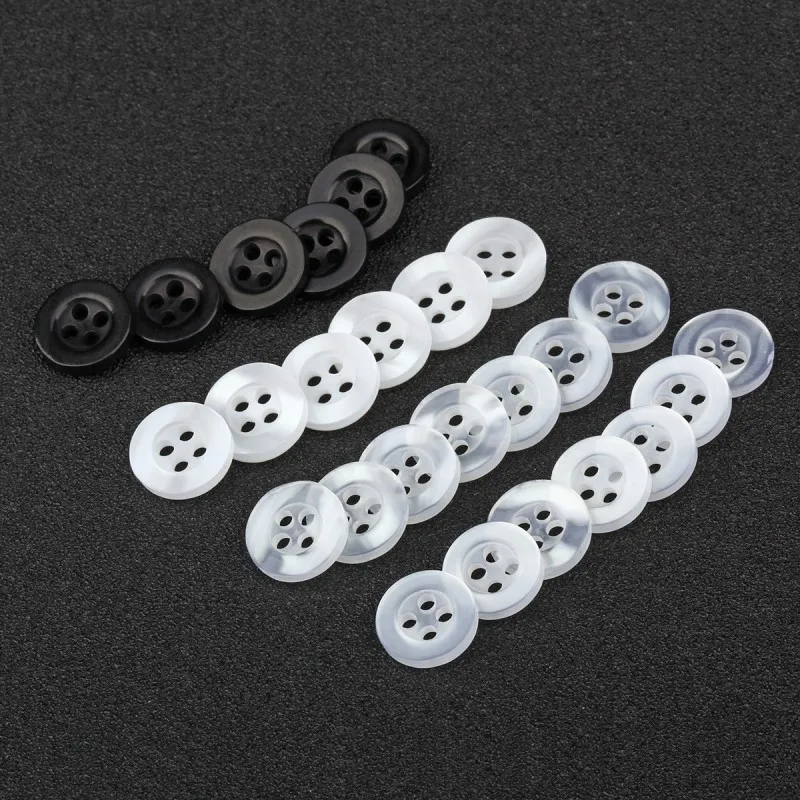 10mm White Black Round Acrylic 4 Eye Bread Button Scrapbooking for Wedding Decor DIY Handmade Sewing Garment Accessories