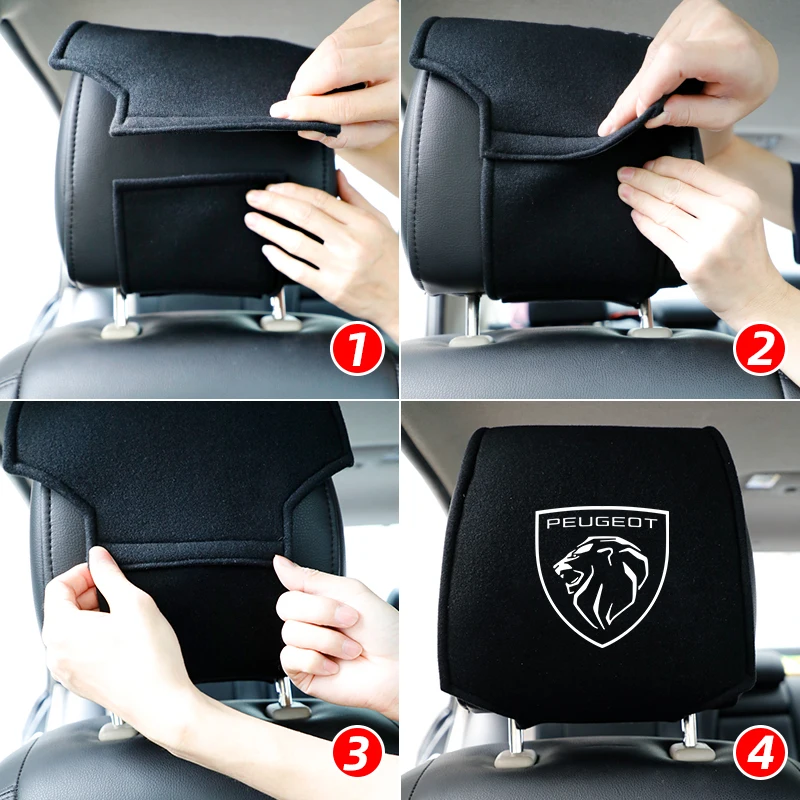 1PCS Hot car headrest cover fit for Peugeot 206 207 307 3008 2008 308 408 508 301 208 Accessories Car Styling