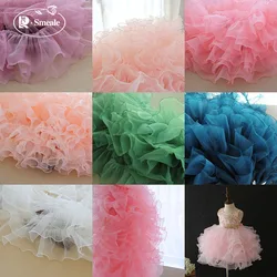 Multi Color Organza Pleated Double Layer Ruffles Lace Trim Fabric, Puffy Skirt, Babydoll, Curtain, DIY Sewing, RS3697