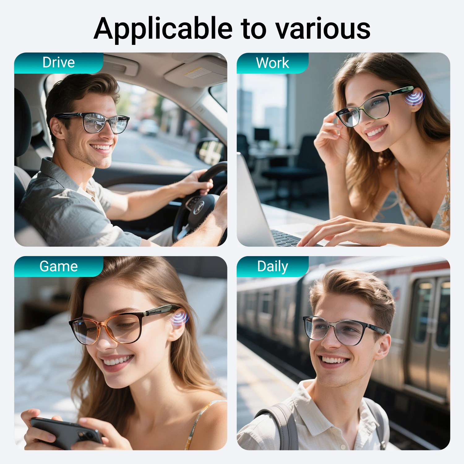 Nouvelles lunettes intelligentes AI traduction 100 + langues faire recevoir des appels musique appel réduction du bruit lumière BT TWS lunettes hommes femmes