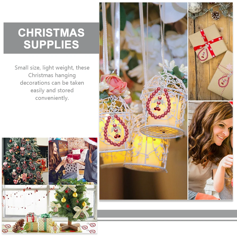 

12Pcs Christmas Gift Keychain Hanging Ornaments Beaded Bell Decorations Xmas Tree Party Supplies Christmas Hanging Decoration