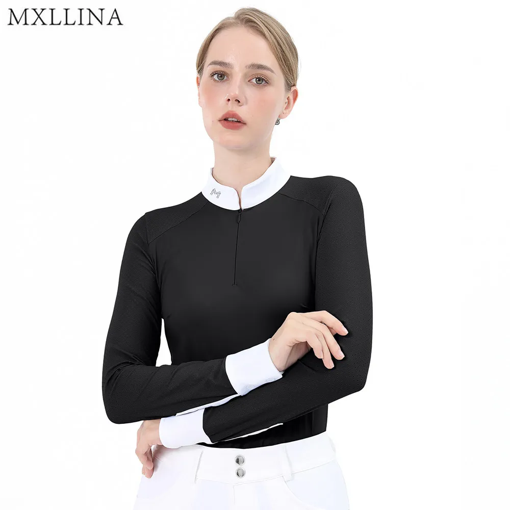 Женская рубашка MXLLINA для верховой езды с длинным рукавом, быстросохнущая, дышащая, для весны/лета