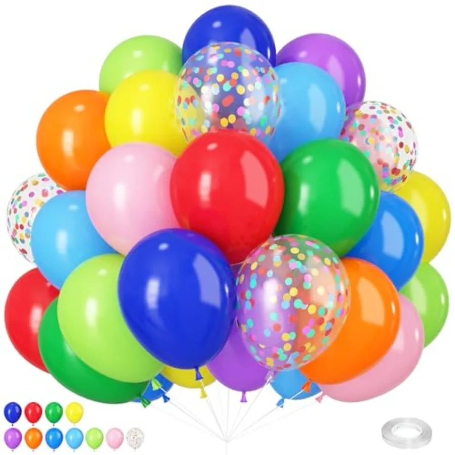 

Colorful Balloons Assorted Colors Balloons Set 12Inch Latex Party Balloon with Multicolor Confetti Balloon for Birthday Carniva