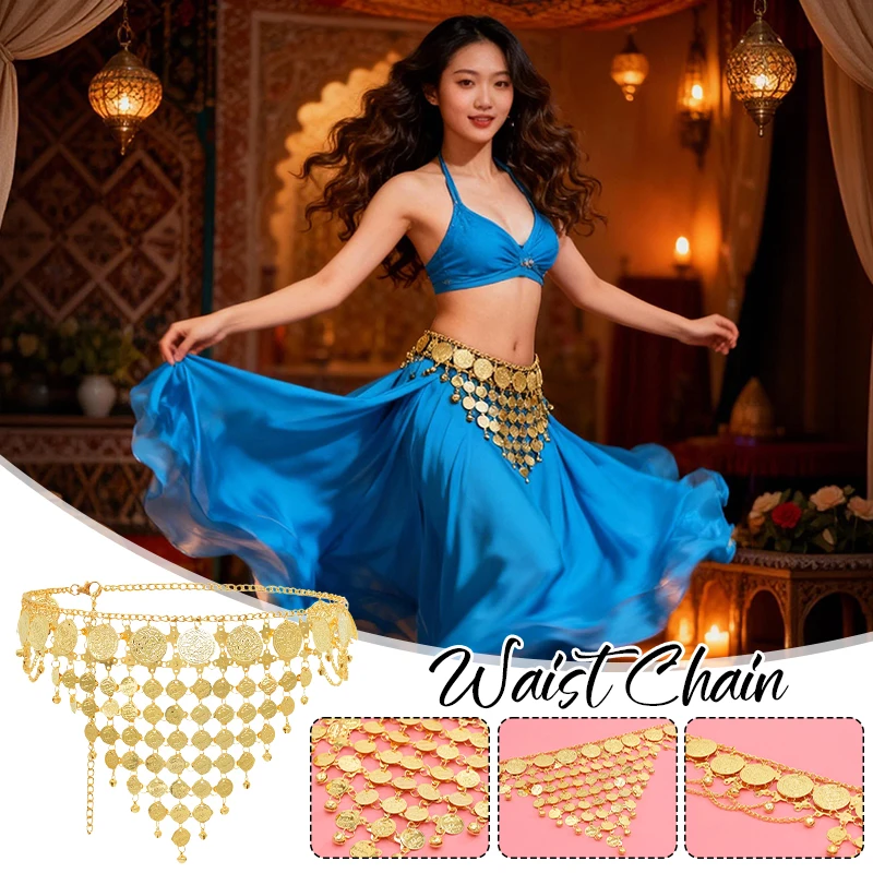 1PC Women's Fashion Multi-layer Gold Sequin Waist Chain Bohemian Party Christmas Event Performance Costume Accessories
