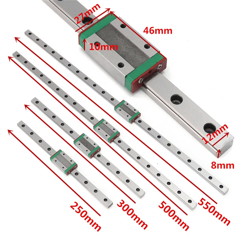 Drillpro-Guide de rail linéaire MGN12 avec MGN12H, guide coulissant linéaire, nuits, pièces CNC, 100mm, 400mm, 450mm, 6501000mm