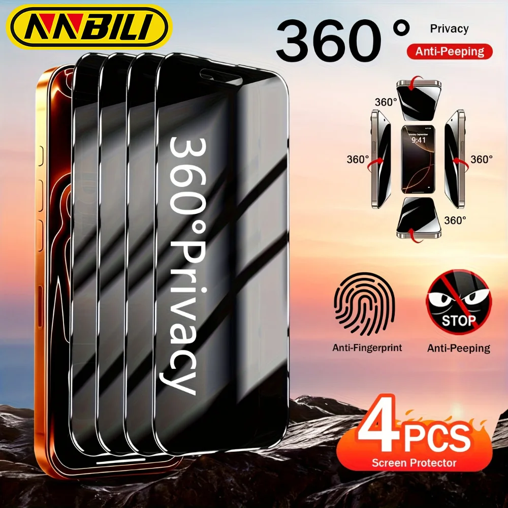

NNBILI 4Pcs 360 Degree 4-Sided Privacy Protection Suitable for iPhone 17 Pro Max 16 15 14 13 12 Pro Perfect privacy protection