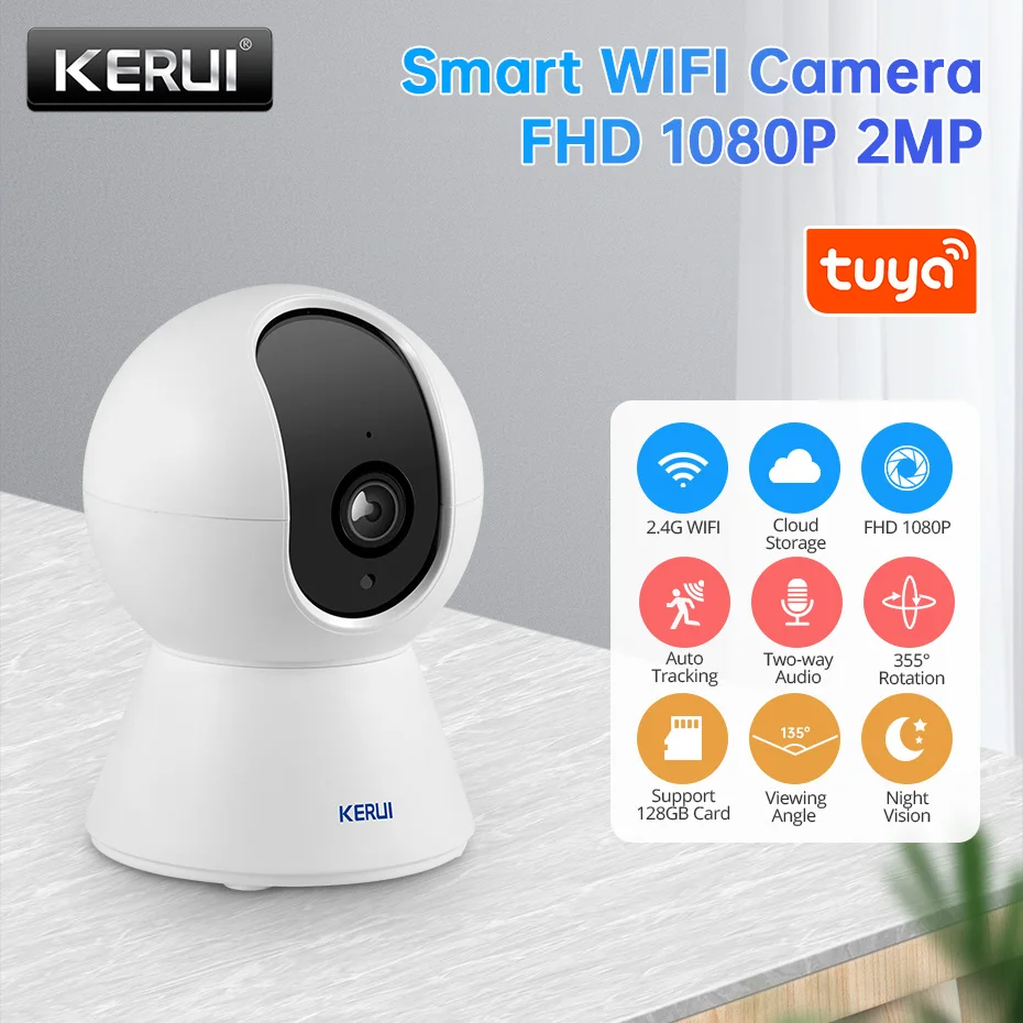 KERUI W204 Security Camera System WIFI GSM 4G Tuya Smart Alarm Panel Home Security HD 1080P IP Camera Motion Detection Alarm Kit