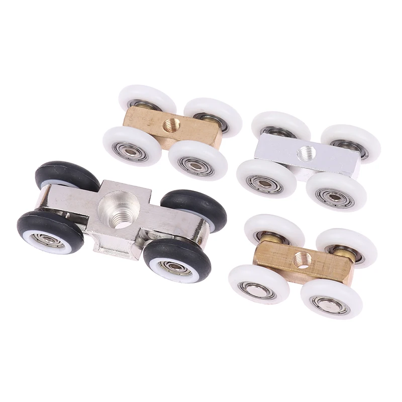 Shower Brass Four Wheel Suspension Pulley Roller For Bathroom Glass Sliding Door Waterproof Bearing Crane Toilet Door