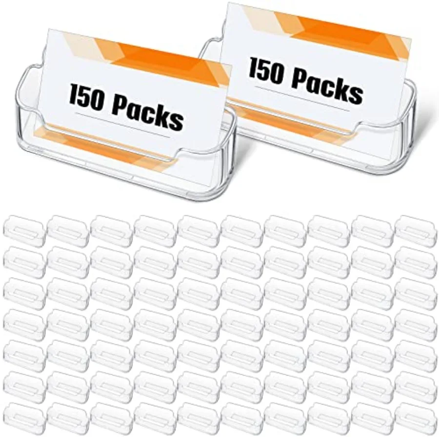 

150 Pcs Plastic Business Card Holder for Desk Transparent Acrylic Clear Business Card Display Holder Stand for Exhibition Deskt
