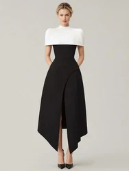Colorblack Slimming Elegant Long Dress Women Square Collar Sleeveless High Waist Pleated Evening Dresses Female Style New