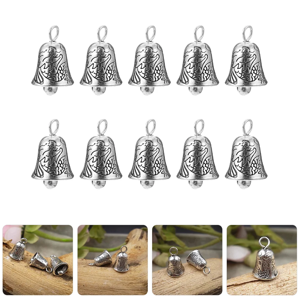 10 Pcs Bell Pendant Ring Chime Wind Bells Charms Girl Pendants DIY Jewelry Accessories Alloy Hanging Ornaments Bracelet Bride