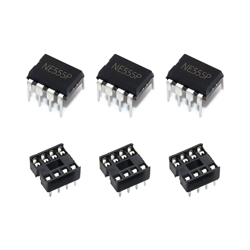 20 pièces, (10 chacune) NE555 NE555P IC 555 puce d'oscillateur de programmation de temporisation et douilles DIP à 8 broches