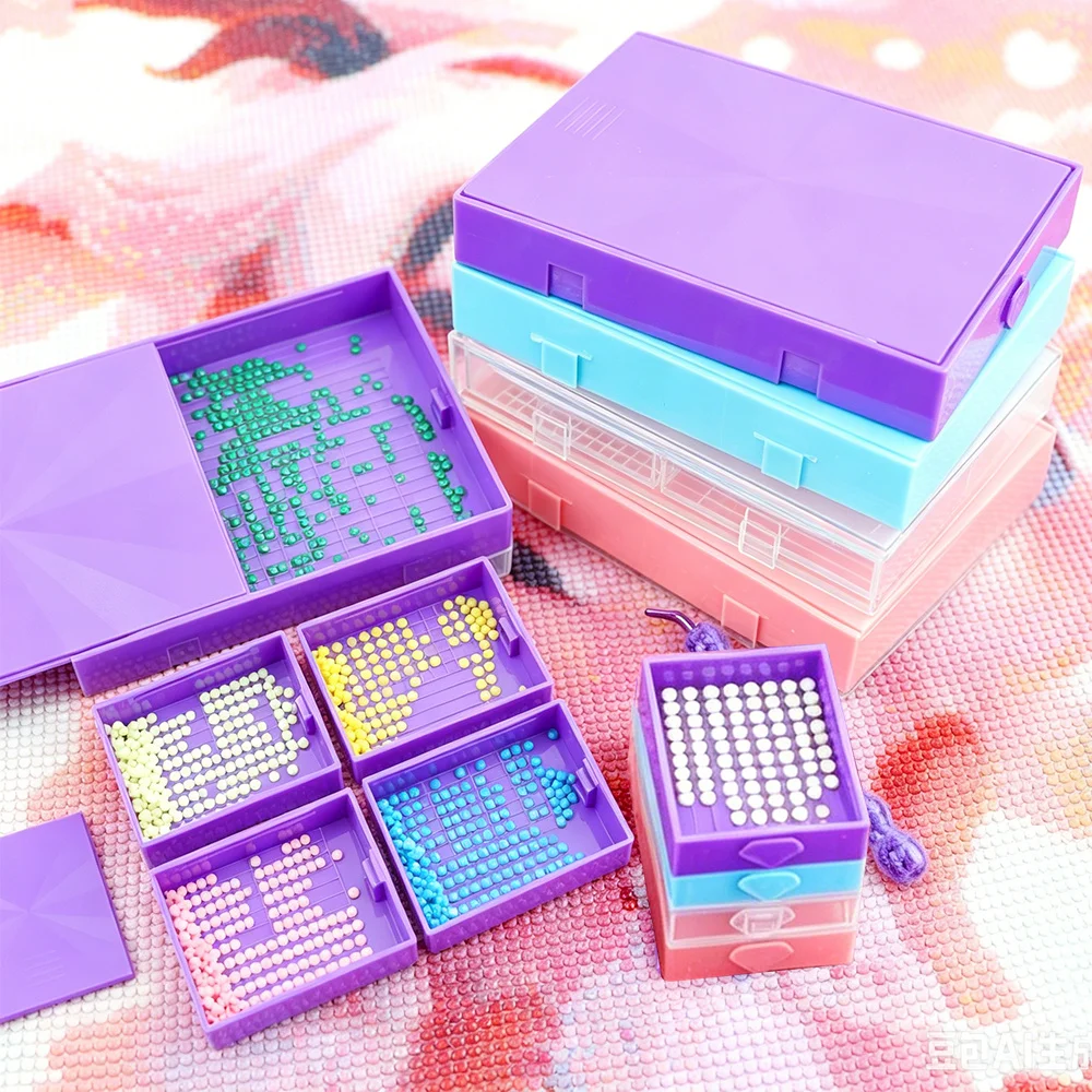 Stackable Anti-Spill Diamond Painting Bead Sorting Tray Set with Lids, Multi-size Drill Storage Box，Tools for DIY Art Lovers