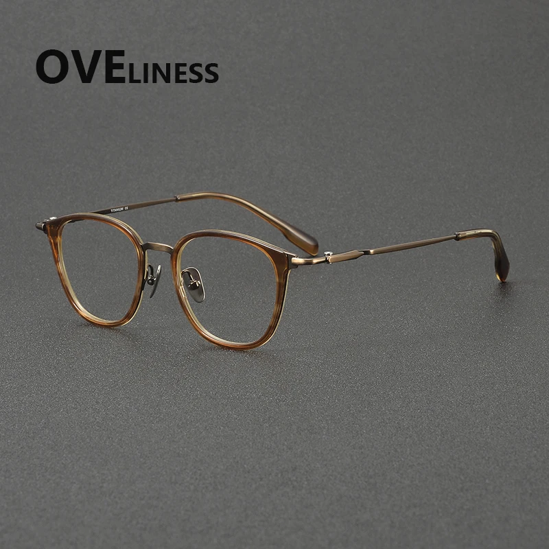 Acetate Titanium Glasses Frame Men Women 2027 Brand Design Vintage Retro Round Eyeglasses Frame Spectacles Japanese Eyewear