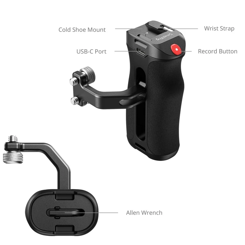 Manija lateral SmallRig con gatillo Rec (1/4"-20 tornillos) 4928 para cámaras Sony A7S III/FX3 /FX30/A6600 Canon FUJIFILM Panasonic
