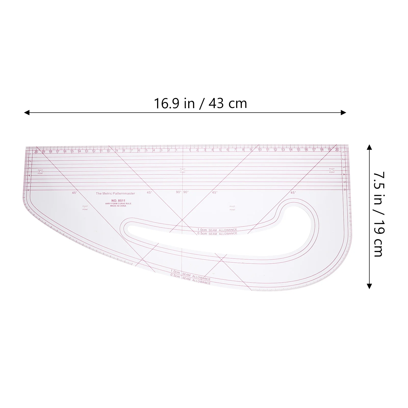 Pocket Curve Grading Liniaal Dameskruller Ontwerpers PC Beginners Naailiniaal en gidsen voor stof