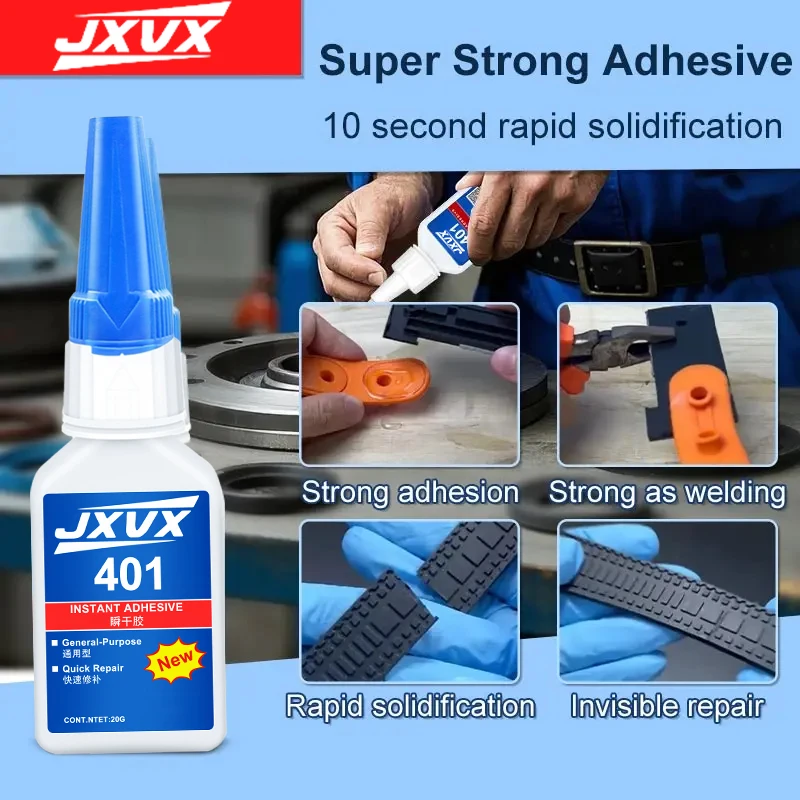 JXVX 401 Superkleber Hochfester, schnell trocknender Sofortkleber Cyanacrylat Sofortkleber für Leder, Gummi, Holz und Metall Starker Klebstoff Flüssiges Klebemittel Wasserfest Schnell trocknend.