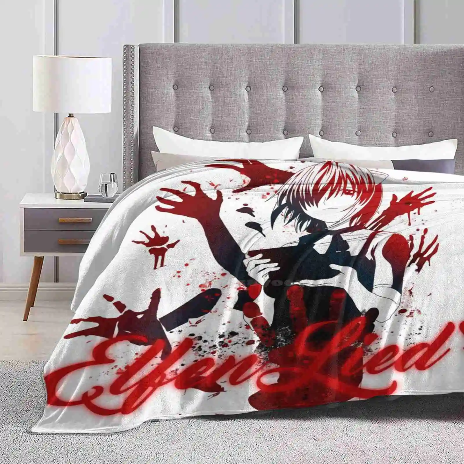 Elfen Lied Trend Style Funny Fashion Soft Throw Blanket Lucy Elfenlied Sangre Blood Negro Ilustracion Waifu Yandere Dark Anime