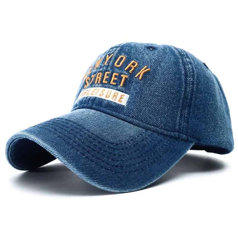 High Quality Washed Denim Hat Baseball Cap Gorra New York Embroidery Snapback Hat Unisex Vinatge Dad Hats for Women Men 2024